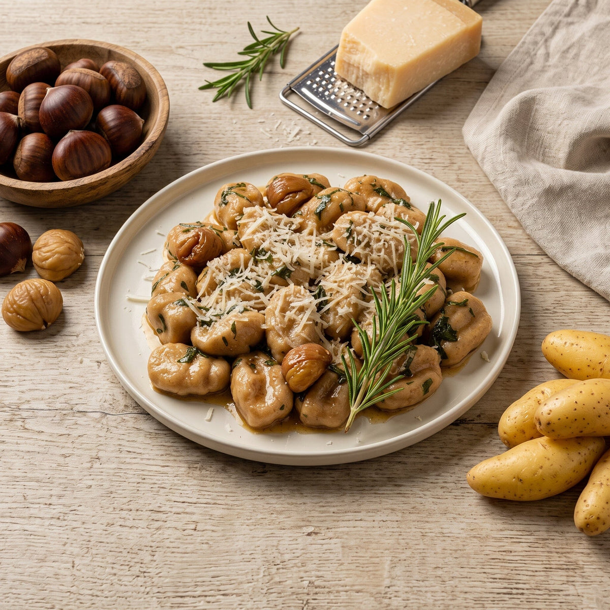 Maronen-Gnocchi-Kochbox mit La-Ratte-Kartoffeln & Rosmarin korb Obstwelt