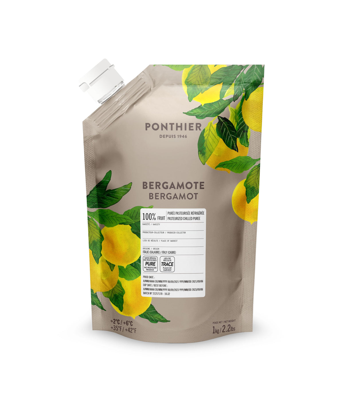 Bergamotte Püree von PONTHIER – Edle Zitrusnote für Dessert & Drink Fruchtpüree Obstwelt