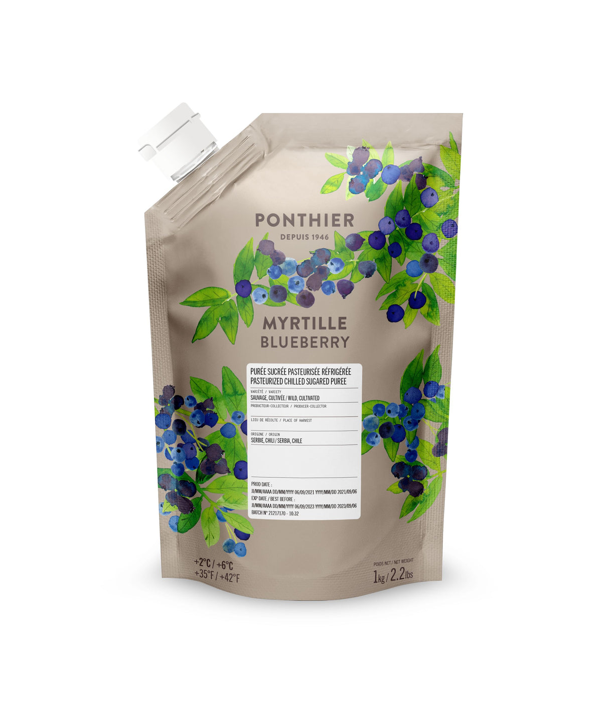 Blaubeerpüree von PONTHIER – Mild-süß für Bowls, Torten & Cocktails Fruchtpüree Obstwelt