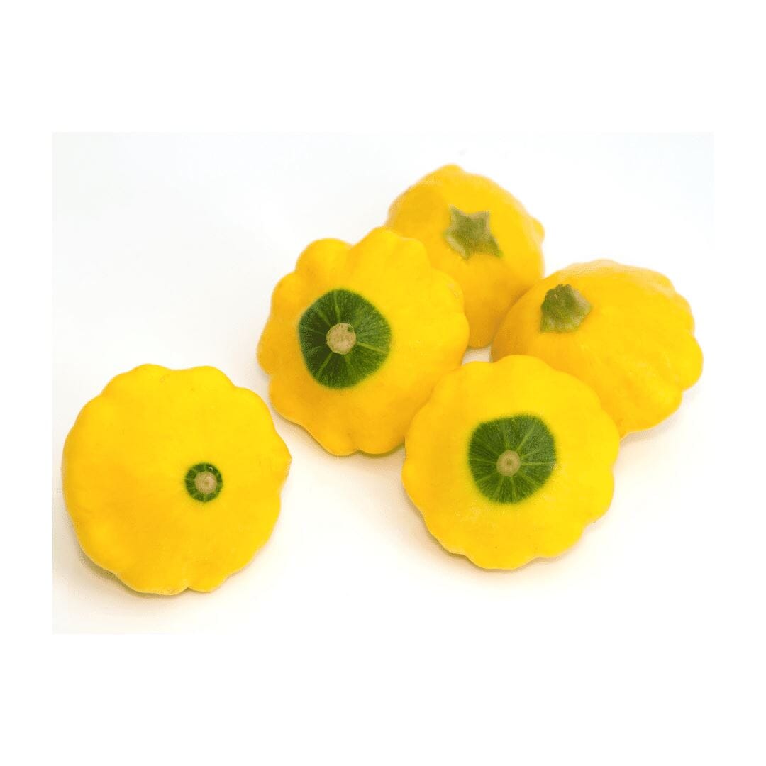 Gelbe Mini Pattypan-Kürbisse – Zarte Kürbisse Gemüse Obstwelt