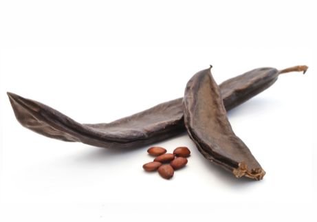 Carob-Schoten als mediterrane Spezialität mit süßem Fruchtfleisch