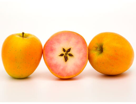 Kissabel Apfel Gelb/Rosa mit gelber Schale und rosa Fruchtfleisch