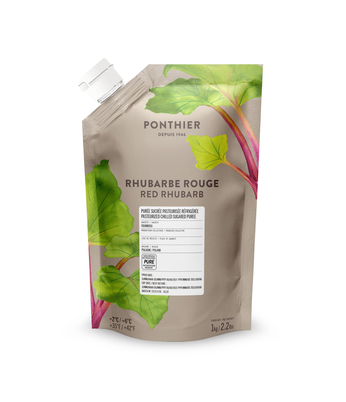 Rhabarberpüree von PONTHIER – Fein-säuerlich für Dessert & Patisserie Fruchtpüree Obstwelt