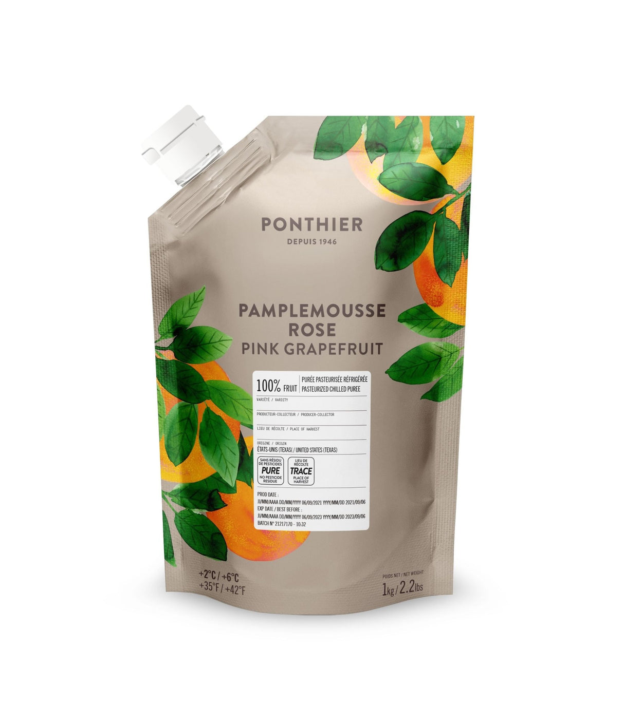 Rosa Grapefruitpüree von PONTHIER – Herb-frisch für Bar & Dessert Fruchtpüree Obstwelt