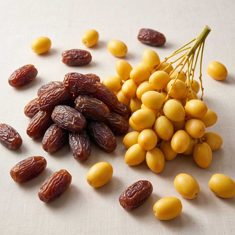 Dattel-Duo – Medjool Jumbo Premium & frische Barhi korb Obstwelt 