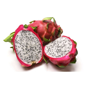 Drachenfrucht weißfleischig mit pink-roter Schale und weißem Fruchtfleisch