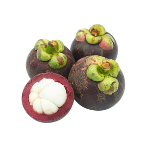 Mangostan Frucht mit violetter Schale und weißem Fruchtfleisch Obstwelt 