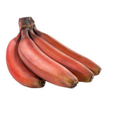 Rote Bananen mit rötlich-violetter Schale und cremigem Fruchtfleisch